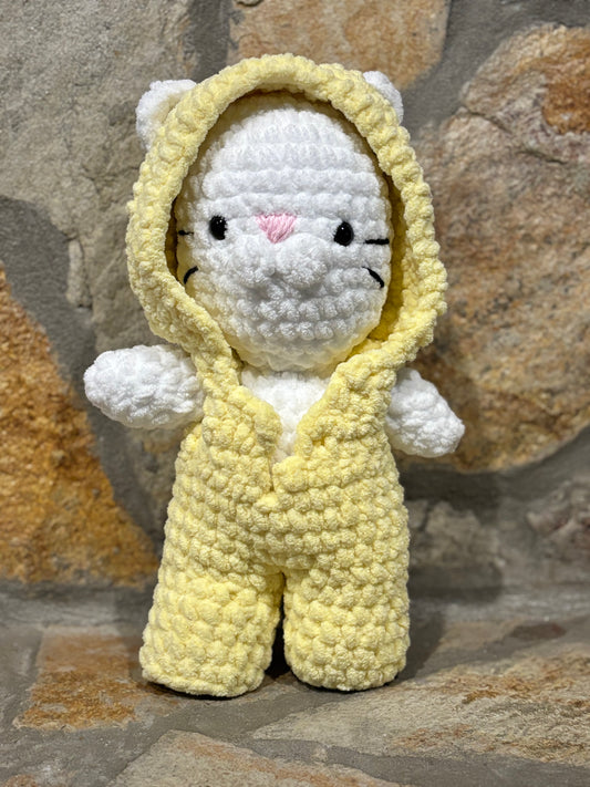 Large Kitty with Yellow Onesie with Lavender