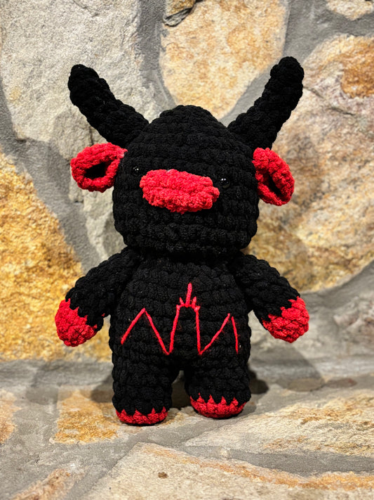Large Black Sleep Token Cow with Lavender
