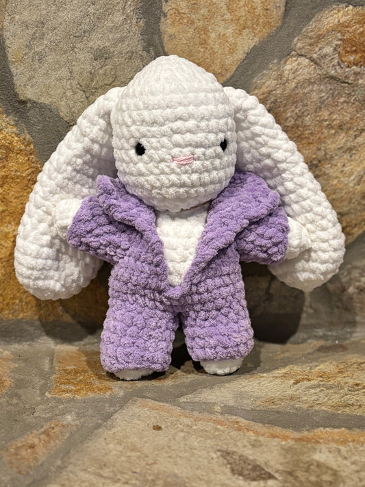 Large Bunny with Purple Jumpsuit with Lavender