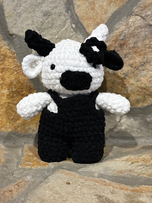 Large Black and White Cow with Overalls Lavender
